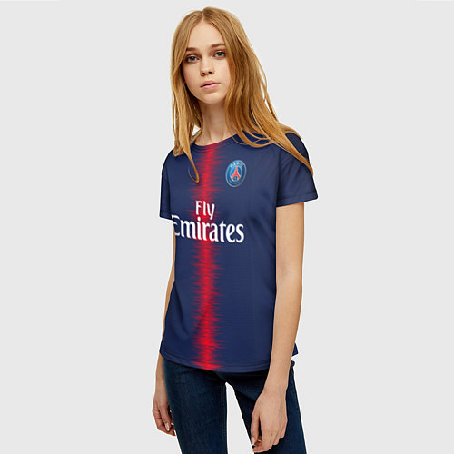 Женская футболка FC PSG: Mbappe Home 18-19 / 3D-принт – фото 3