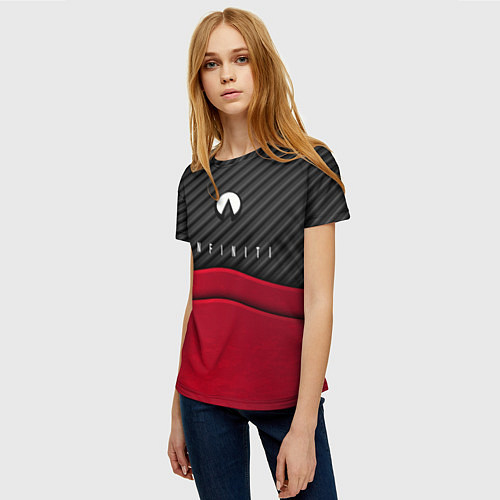 Женская футболка Infiniti: Red Carbon / 3D-принт – фото 3