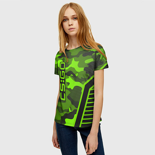 Женская футболка CS:GO Light Green Camo / 3D-принт – фото 3