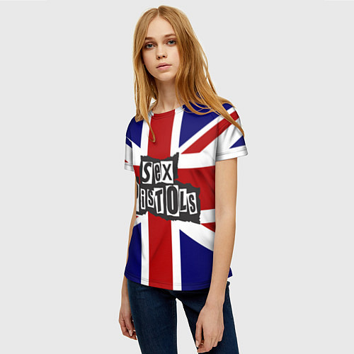 Женская футболка Sex Pistols UK / 3D-принт – фото 3