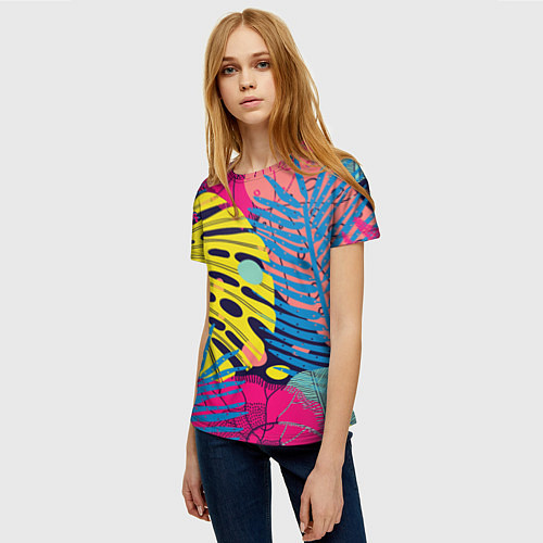 Женская футболка Тропическая мода / 3D-принт – фото 3