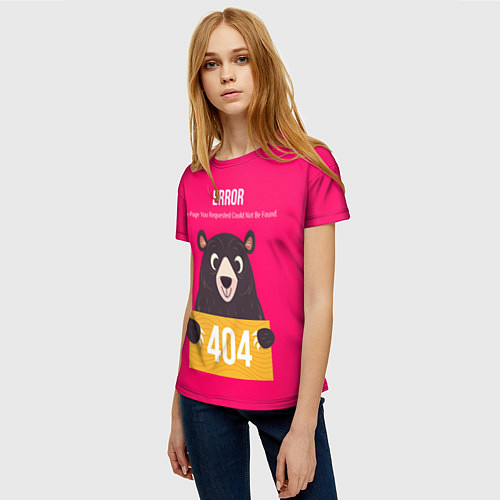 Женская футболка Bear: Error 404 / 3D-принт – фото 3
