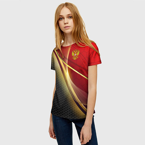 Женская футболка RUSSIA SPORT: Gold Collection / 3D-принт – фото 3