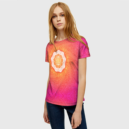 Женская футболка Солнечная мандала / 3D-принт – фото 3