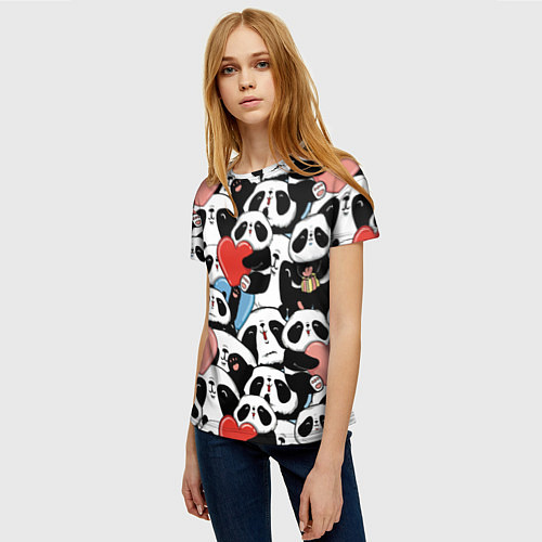 Женская футболка Милые панды / 3D-принт – фото 3