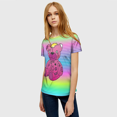Женская футболка Lil Peep Bear / 3D-принт – фото 3