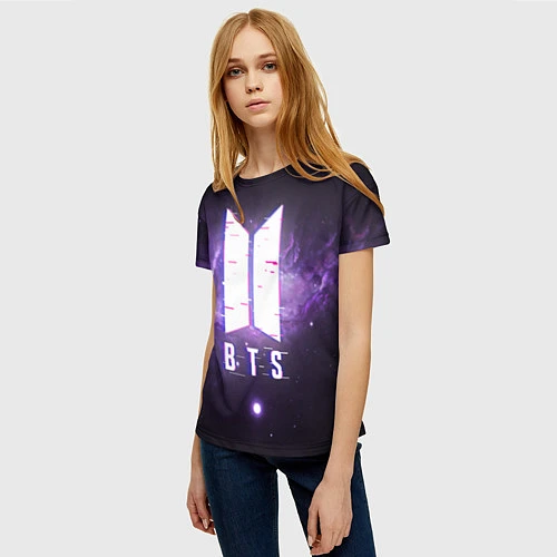 Женская футболка BTS: Violet Space / 3D-принт – фото 3