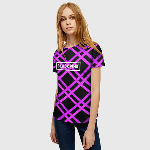 Женская футболка Black Pink: Neon Lines / 3D-принт – фото 3