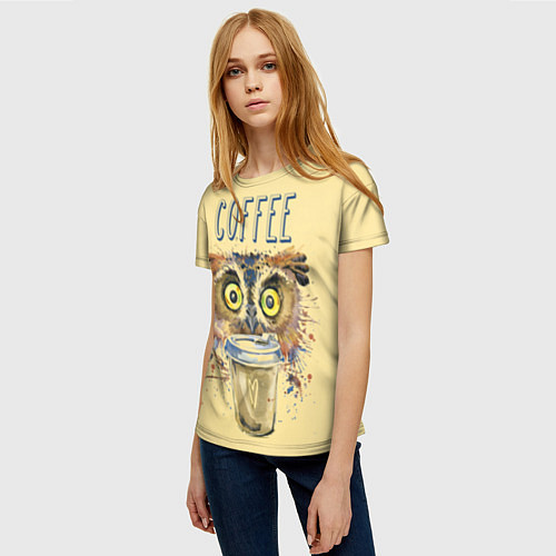 Женская футболка Owls like coffee / 3D-принт – фото 3