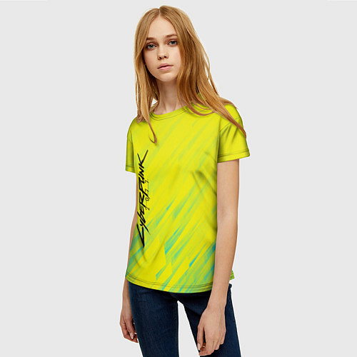 Женская футболка Cyberpunk 2077: Yellow / 3D-принт – фото 3