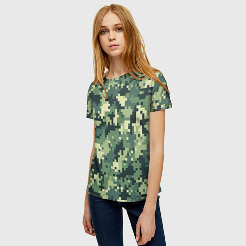 Женская футболка Камуфляж пиксели / 3D-принт – фото 3