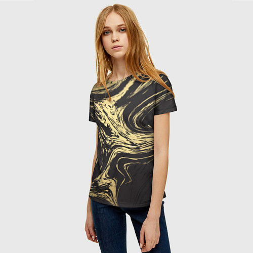 Женская футболка Золотой мрамор / 3D-принт – фото 3