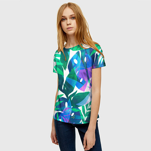 Женская футболка Зеленые тропики / 3D-принт – фото 3