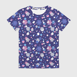 Женская футболка Снежинки и конфетти