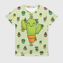 Футболка женская Веселый кактус, цвет: 3D-принт