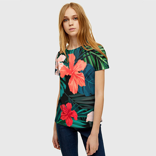 Женская футболка Тропический мотив / 3D-принт – фото 3
