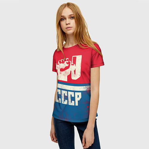 Женская футболка СССР: Куй железо / 3D-принт – фото 3