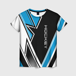 Футболка женская Hockey black blue white, цвет: 3D-принт