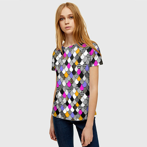 Женская футболка Цветная чешуя / 3D-принт – фото 3