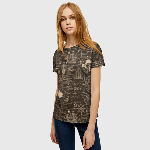 Женская футболка Старая рукопись путешественника / 3D-принт – фото 3