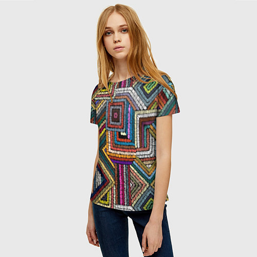 Женская футболка Этнический ковровый орнамент / 3D-принт – фото 3