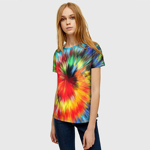 Женская футболка Абстракция разноцветная и яркая / 3D-принт – фото 3