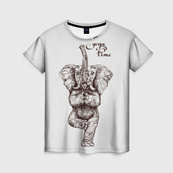 Футболка женская Yoga time - elephant, цвет: 3D-принт