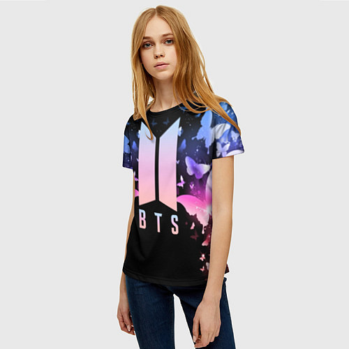 Женская футболка BTS: Black Butterflies / 3D-принт – фото 3