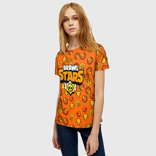 Женская футболка Brawl Stars: Orange Team / 3D-принт – фото 3