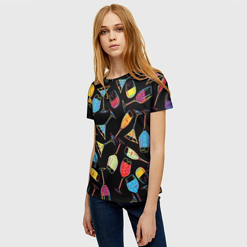 Женская футболка Бокалы фужеры - паттерн / 3D-принт – фото 3