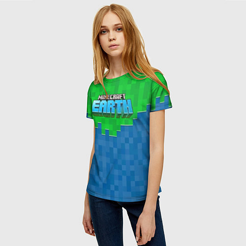 Женская футболка MINECRAFT EARTH / 3D-принт – фото 3