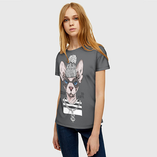 Женская футболка Криминальный кот / 3D-принт – фото 3