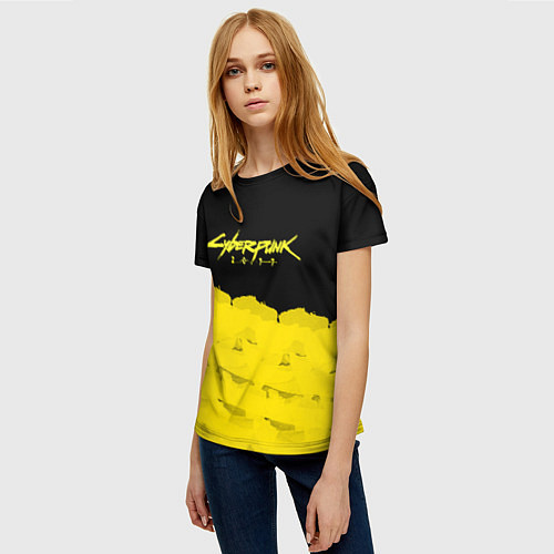 Женская футболка Cyberpunk 2077: Yellow & Black / 3D-принт – фото 3