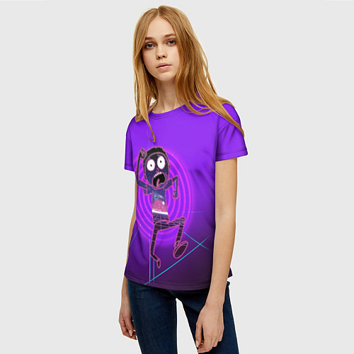 Женская футболка Neon Morty / 3D-принт – фото 3