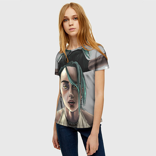 Женская футболка Билли Айлиш / 3D-принт – фото 3