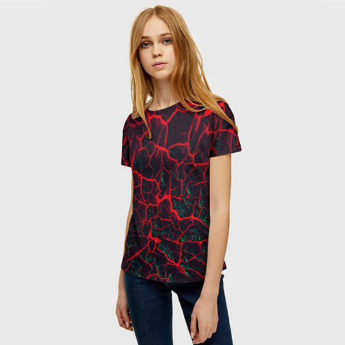 Женская футболка Молнии красные абстрактные / 3D-принт – фото 3