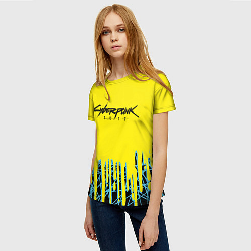 Женская футболка Cyberpunk 2077: Yellow Style / 3D-принт – фото 3
