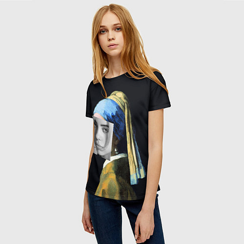 Женская футболка Billie Eilish с Сережкой / 3D-принт – фото 3