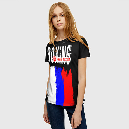 Женская футболка Boxing from Russia / 3D-принт – фото 3