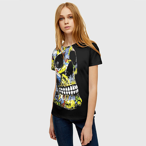Женская футболка Graffiti - Skull / 3D-принт – фото 3