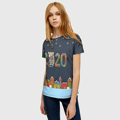 Женская футболка Новый Год 2020 / 3D-принт – фото 3