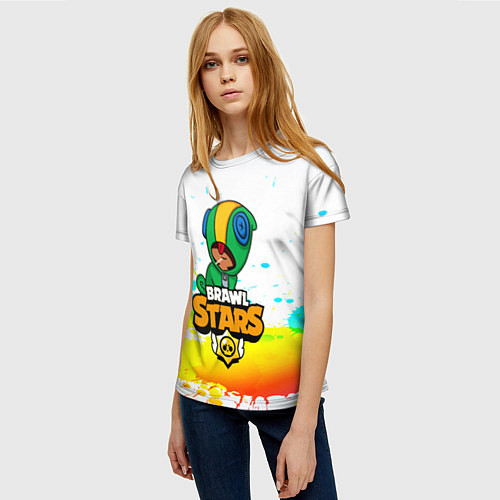 Женская футболка BRAWL STARS LEON / 3D-принт – фото 3