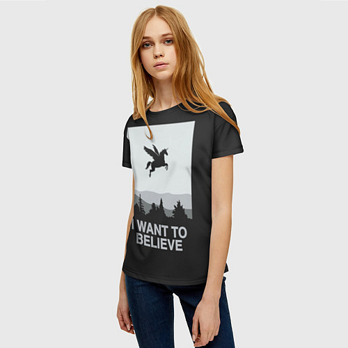 Женская футболка I want to believe / 3D-принт – фото 3
