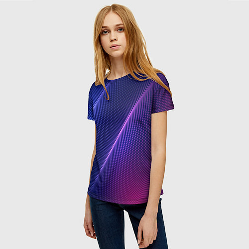 Женская футболка Фиолетово 3d волны 2020 / 3D-принт – фото 3