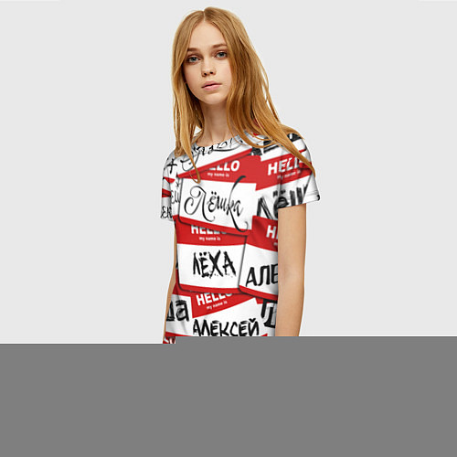 Женская футболка Hello, my name is / 3D-принт – фото 3