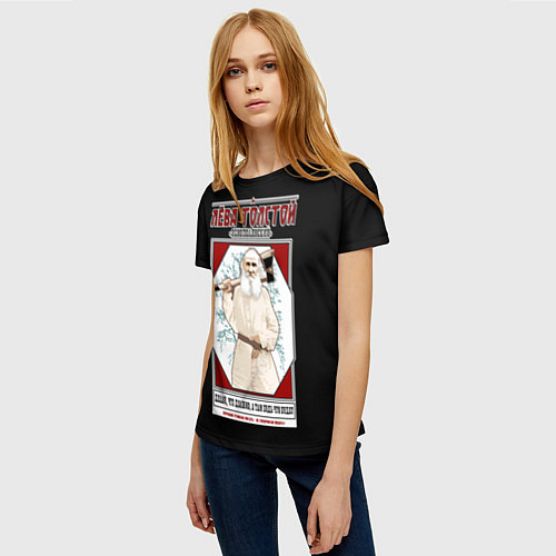 Женская футболка Лева Толстой / 3D-принт – фото 3