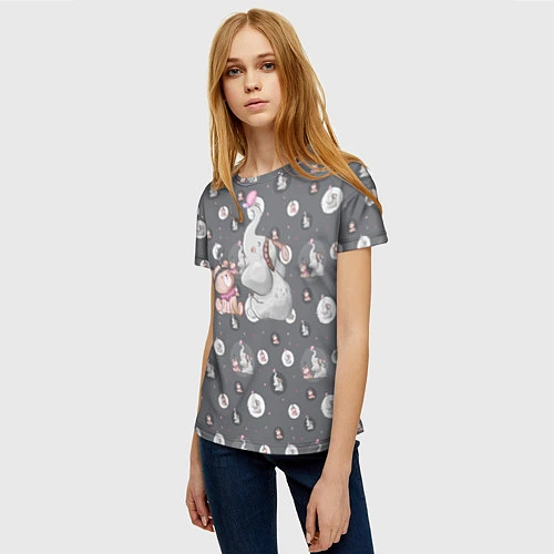 Женская футболка Слоник / 3D-принт – фото 3
