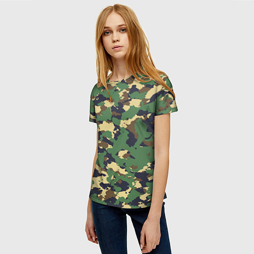 Женская футболка Камуфляж: лесной / 3D-принт – фото 3