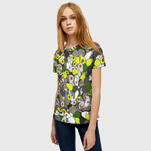 Женская футболка Камуфляж с авокадо / 3D-принт – фото 3
