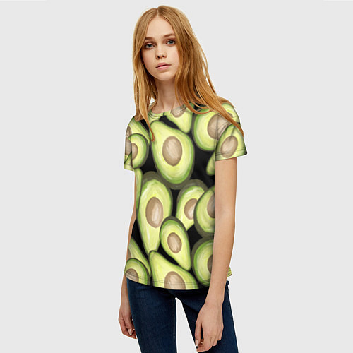 Женская футболка Avocado background / 3D-принт – фото 3